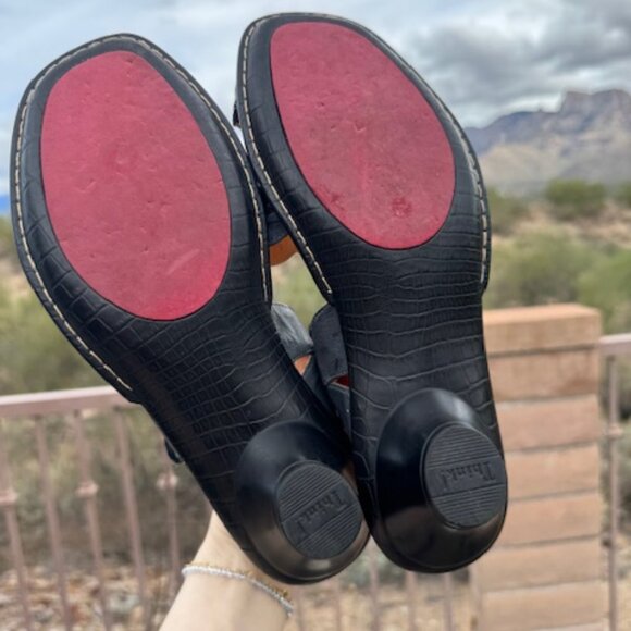 Think! Leather Black Velcro Strappy Comfort Sandals Size 39 - Picture 3 of 9